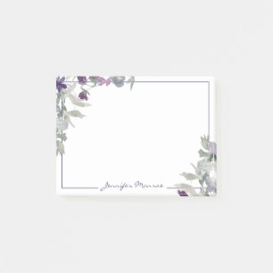 Post-it® Fleurs aquarelles bordeaux et violettes personnali