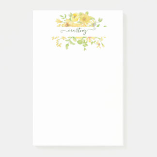 Post-it® Fleurs aquarelles jaunes personnalisées