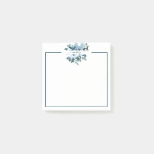 Post-it® Fleurs aquarelles personnalisées bleu sarcelle et 