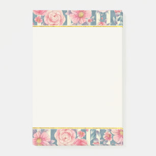 Post-it® Fleurs aquarelles roses sur rayures