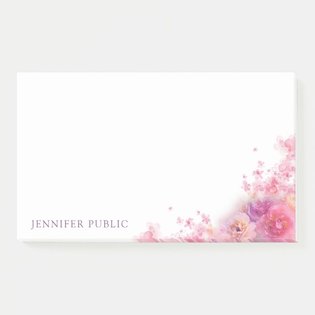 Post-it® Fleurs Aquarelles tendance Rose Élégant Moderne (Devant)
