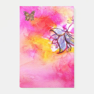Post-it® FLEURS BLANCHES ET BOUTTERFLY rose Fuchsia Jaune
