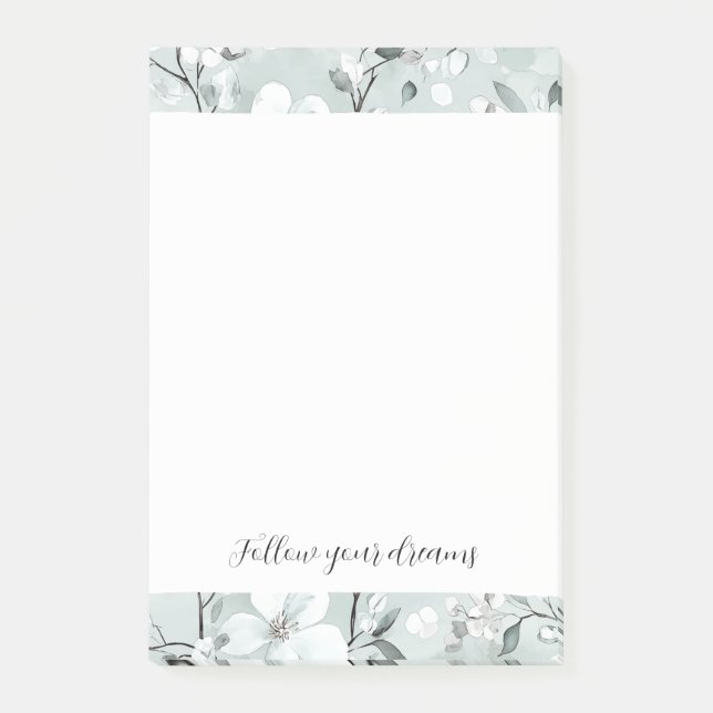 Post-it® Fleurs blanches gris chic (Devant)