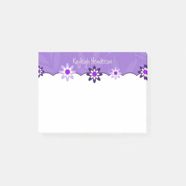 Post-it® Fleurs blanches pourpres lunatiques personnalisées (Devant)