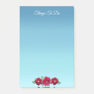 Post-it® Fleurs Burgudy sur les choses bleu ciel à faire