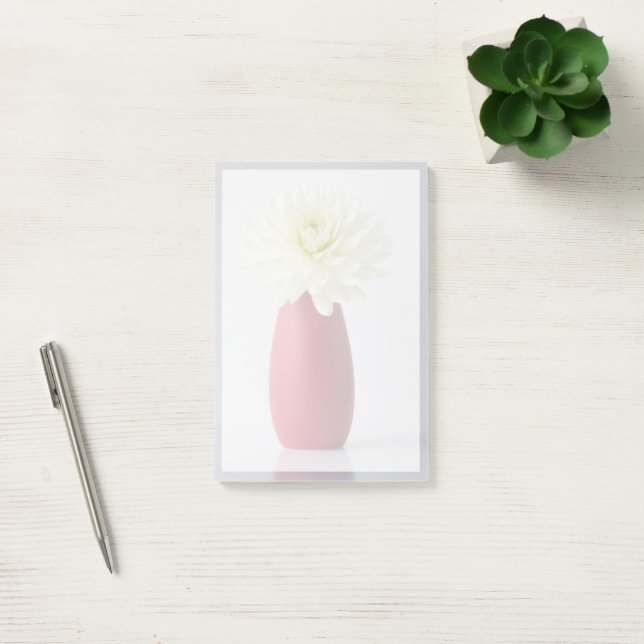 Post-it® Fleurs | Dahlia blanche dans le vase rouge (Bureau)