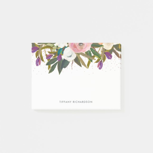 Post-it® Fleurs d'aquarelle et parties scintillantes de (Devant)