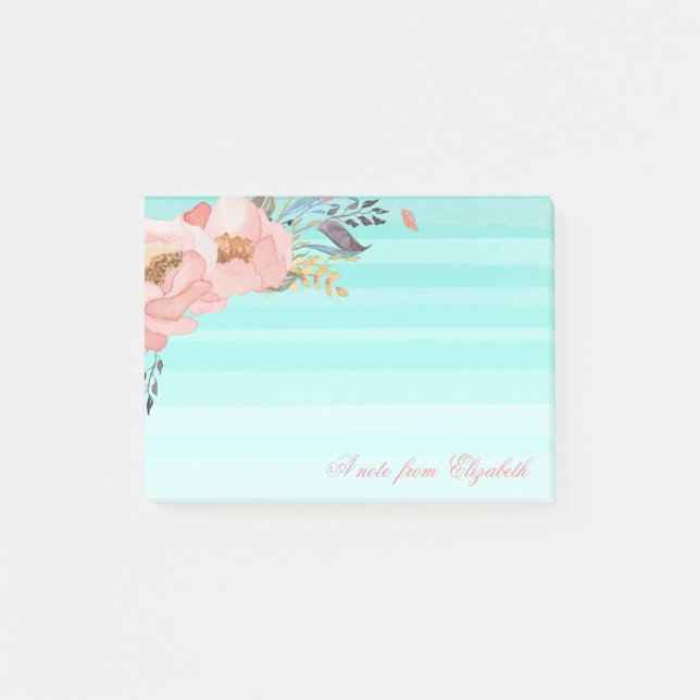 Post-it® Fleurs d'Aquarelle Fille Stylisées, Boutonnées (Devant)