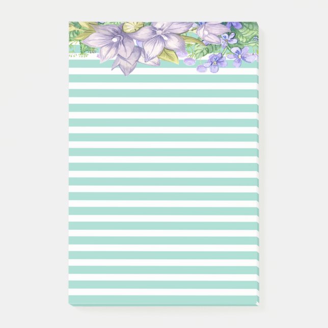 Post-it® Fleurs d'Aquarelle mignonne Grandes vertes (Devant)