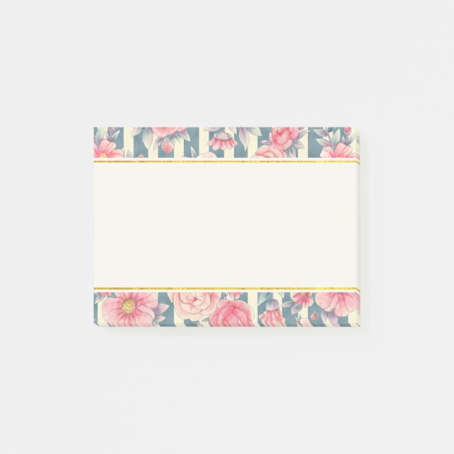 Post-it® Fleurs d'aquarelle rose sur bandes (Devant)