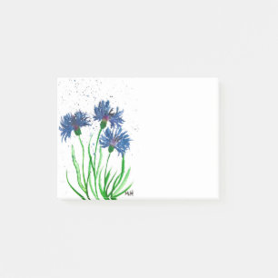 Post-it® Fleurs de Cornflowers Bleu aquarelle Rustique Chic