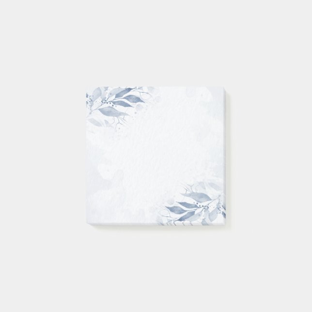 Post-it® Fleurs de feuilles d'aquarelle bleue Mariage botan (Devant)