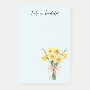 Post-it® Fleurs de jonquille jaune à ruban pêche