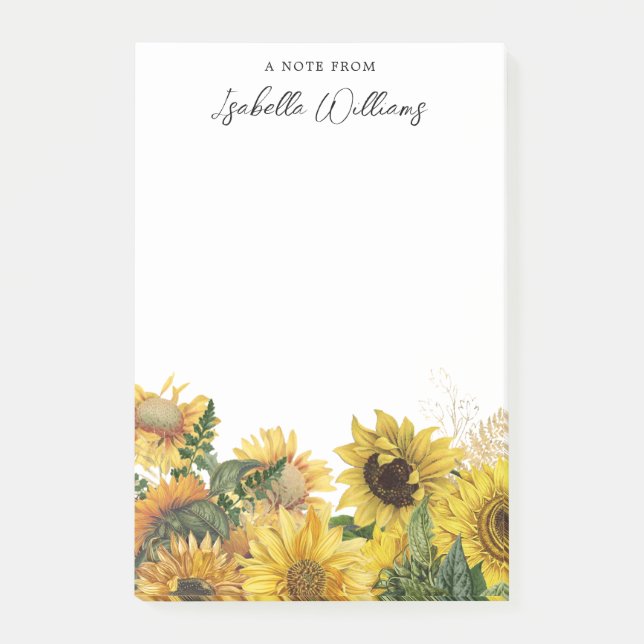 Post-it® Fleurs de soleil jaunes rustiques personnalisées (Devant)
