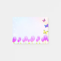 Fleurs de tulipes violettes & papillons