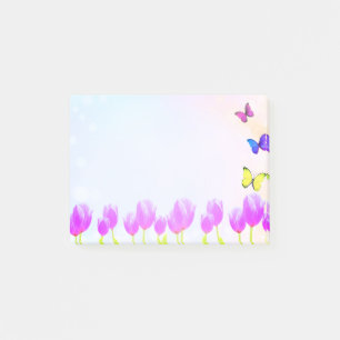 Post-it® Fleurs de tulipes violettes & papillons