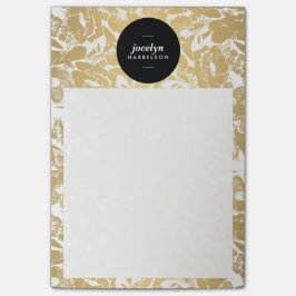 Post-it® Fleurs d'or moderne Cercle noir