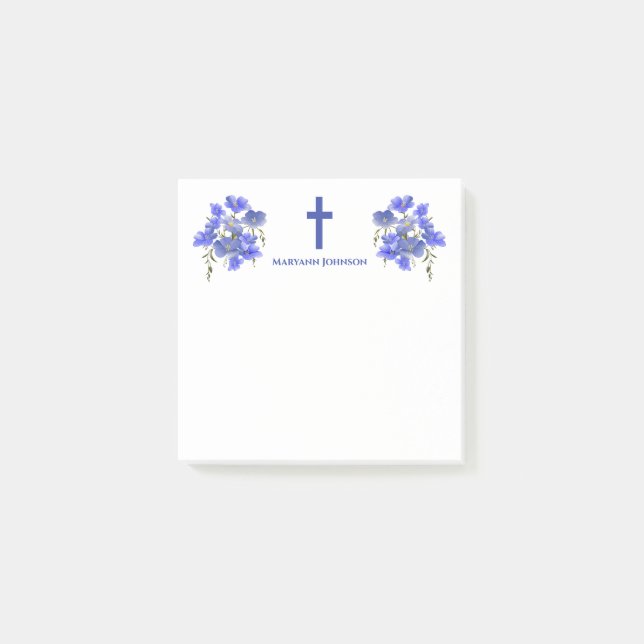 Post-it® Fleurs élégantes Croix Chrétienne Personnalisé (Devant)