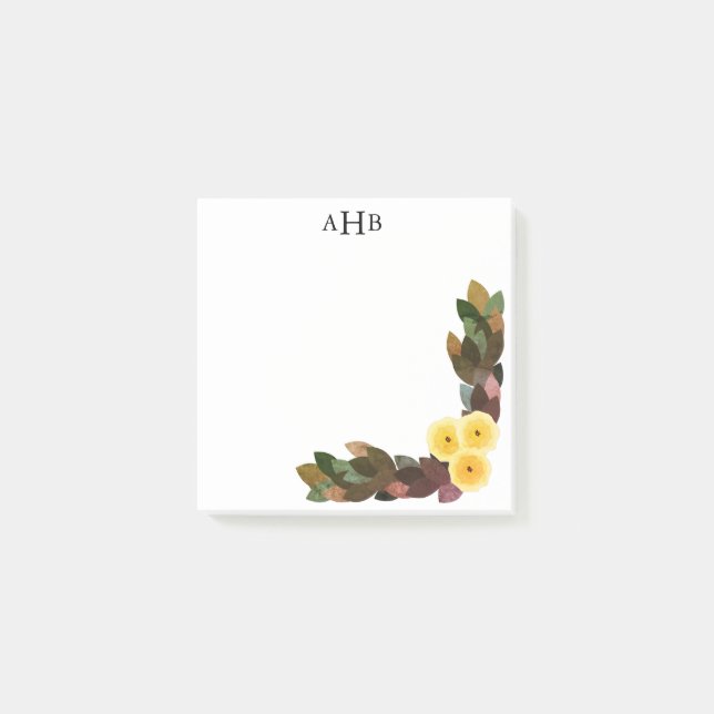 Post-it® Fleurs et feuilles de renoncule jaune - Lettres in (Devant)