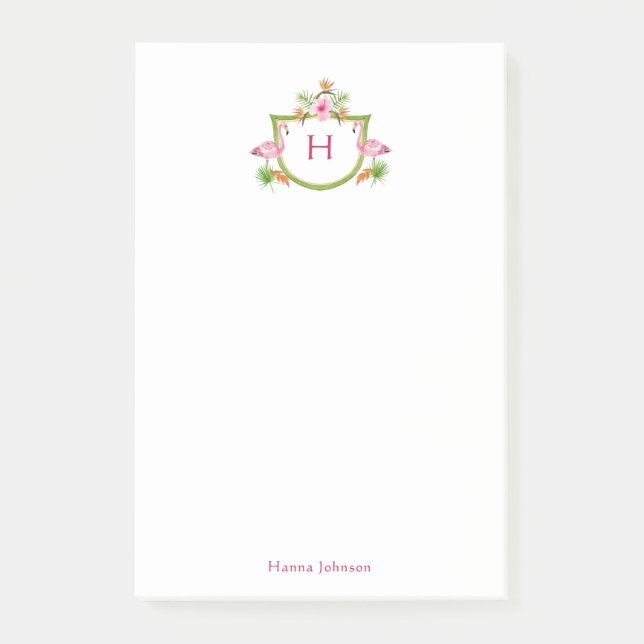 Post-it® Fleurs et oiseaux tropicaux monogrammés Bloc-notes (Devant)