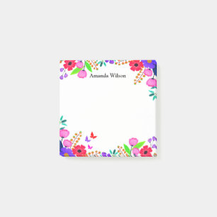 Post-it® Fleurs Et Papillon Roses Et Violets Roses Élégants