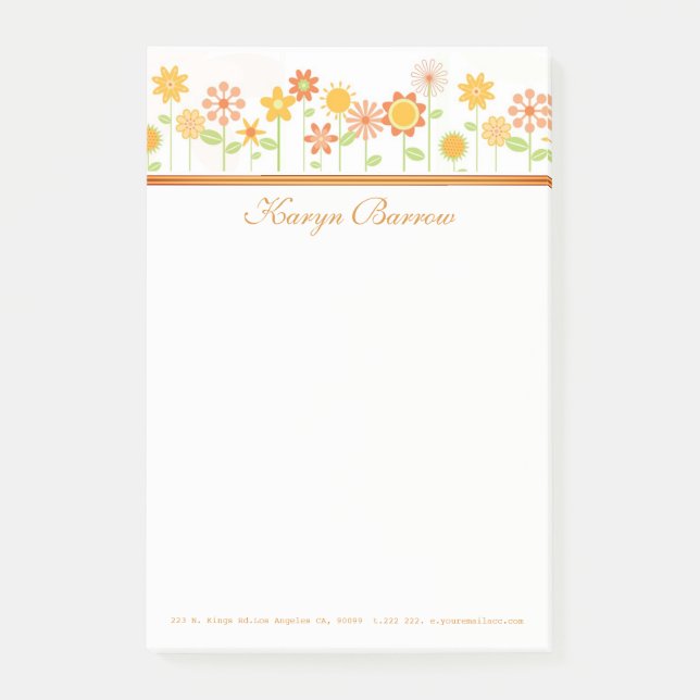 Post-it® Fleurs Jaunes Et Oranges (Devant)