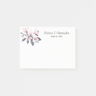 Post-it® Fleurs rose et gris Mariage Aquarelle classique