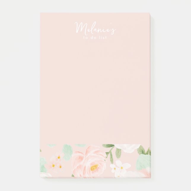 Post-it® Fleurs Roses d'aquarelle en rose et en rose (Devant)