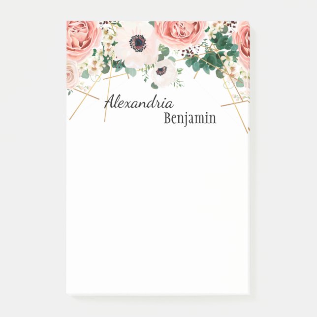 Post-it® Fleurs roses élégantes Aquarelle Florale Personnal (Devant)