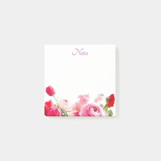 Post-it® Fleurs Roses Modèles Florales personnalisées (Devant)