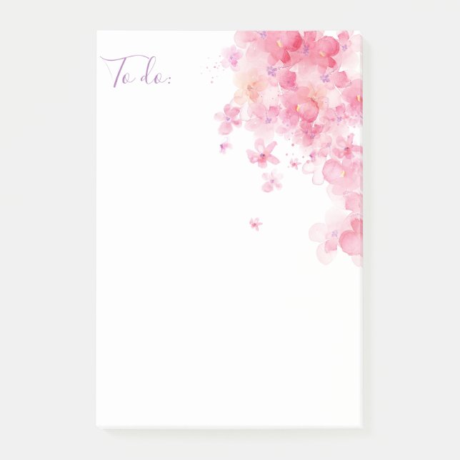 Post-it® Fleurs roses personnalisées d'aquarelle de // (Devant)