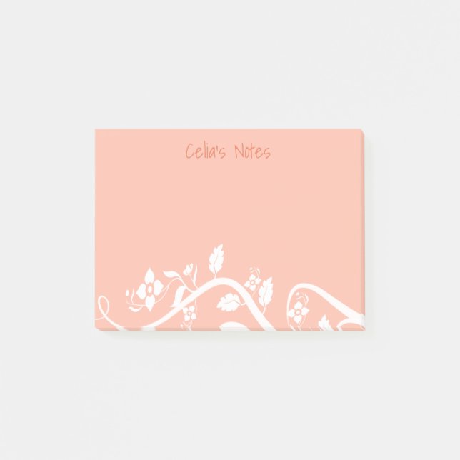 Post-it® Fleurs roses personnalisées, vignes et frontières  (Devant)
