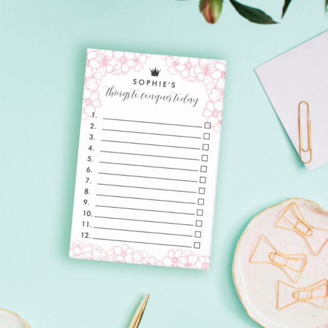 Post-it® Fleurs Roses Princesse Couronne Choses À Conquérir (Créateur téléchargé)