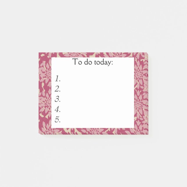 Post-it® Fleurs roses sur Red Post It Note (Devant)