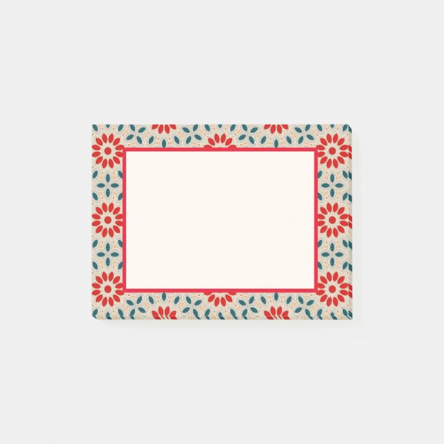 Post-it® Fleurs rouges Folk Art et Feuilles verts (Devant)
