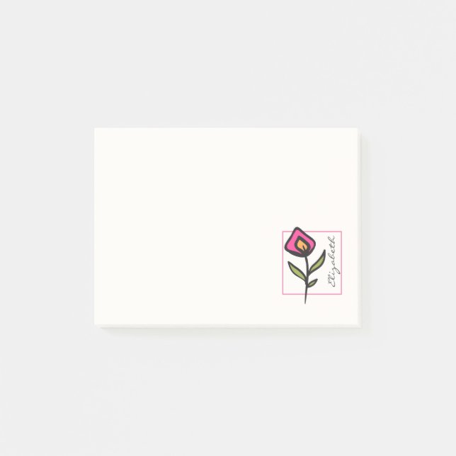 Post-it® Fleurs sauvages à longue tige rose et vert Personn (Devant)