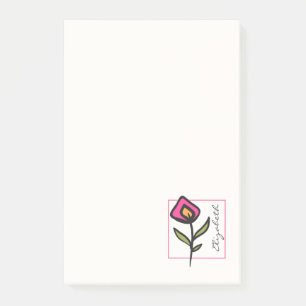 Post-it® Fleurs sauvages à longue tige rose et vert Personn