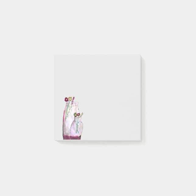Post-it® Fleurs sauvages d'aquarelle Whimsical en vase (Devant)