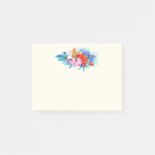 Post-it® Fleurs tropicales exotiques en rose et turquoise
