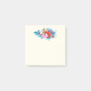 Post-it® Fleurs tropicales exotiques en rose et turquoise