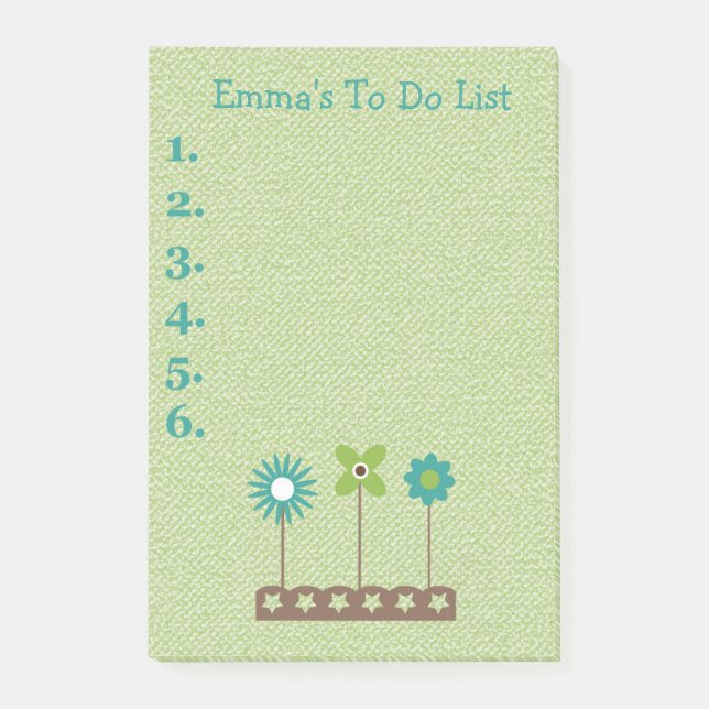 Post-it® Fleurs turquoises et vertes Personnalisées (Devant)