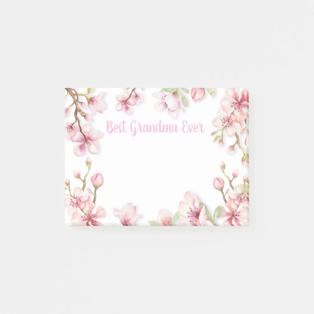 Post-it® Floraison Rose Blanc Meilleur Grand-mère jamais (Devant)