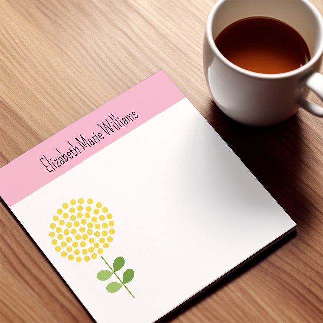 Post-it® Floral rose jaune personnalisé (Créateur téléchargé)