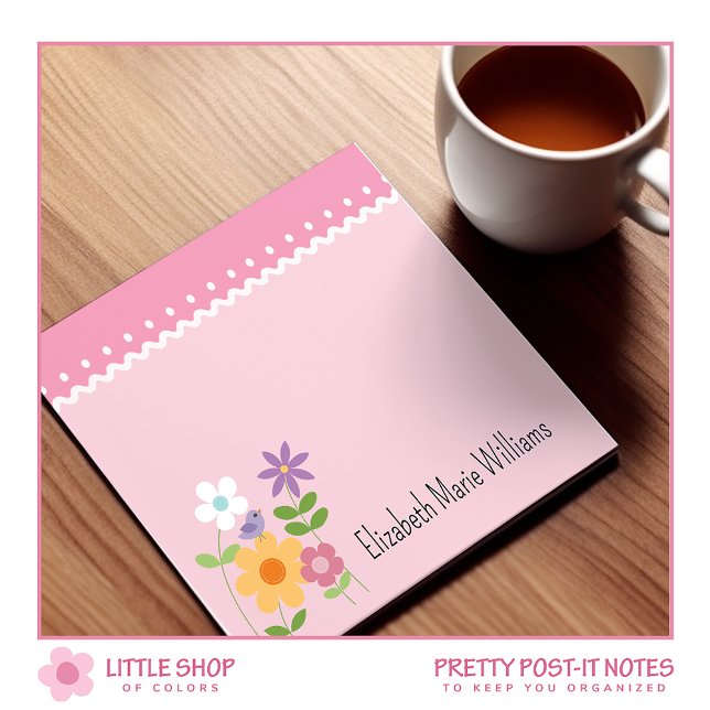 Post-it® Floral rose personnalisé (Créateur téléchargé)