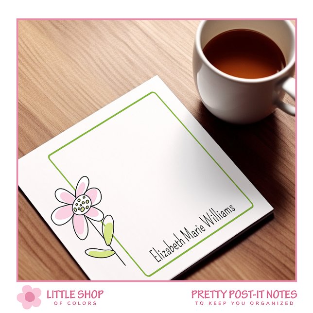 Post-it® Flore rose simple personnalisée (Créateur téléchargé)