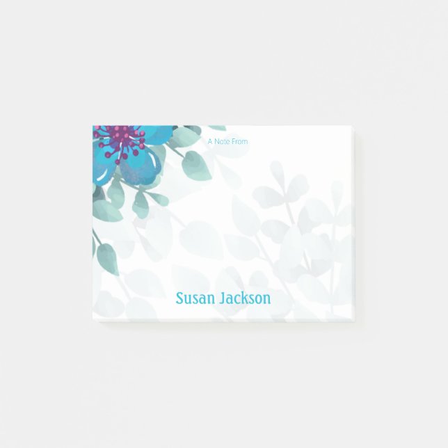 Post-it® Flore Turquoise personnalisée (Devant)