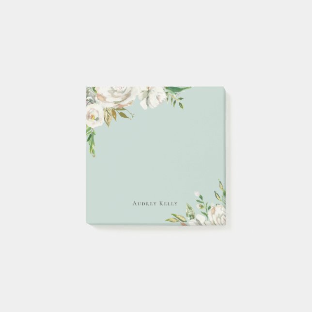 Post-it® Flores dorées Personnalisées Monogrammes (Devant)