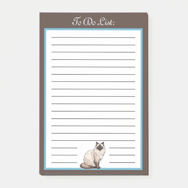 Post-it® Fluffy Balinese Cat To Do List (Devant)