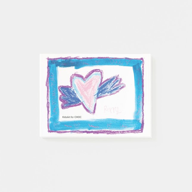 Post-it® Flying Heart - Dessin d'enfant pour le CHOC  (Devant)