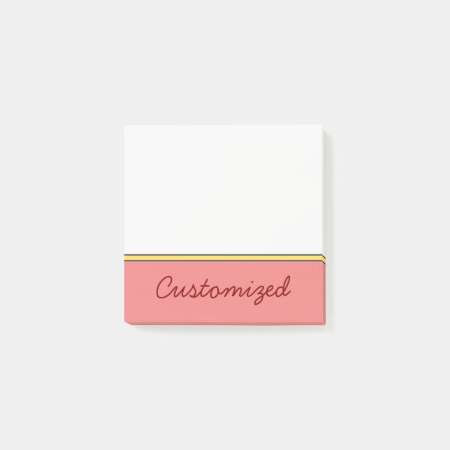 Post-it® Fond de corail clair minimaliste avec le nom (Devant)